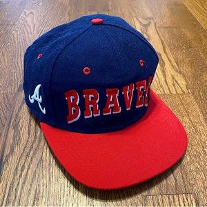 Atlanta Braves 90s Embroidered Block Letter SnapBack Hat